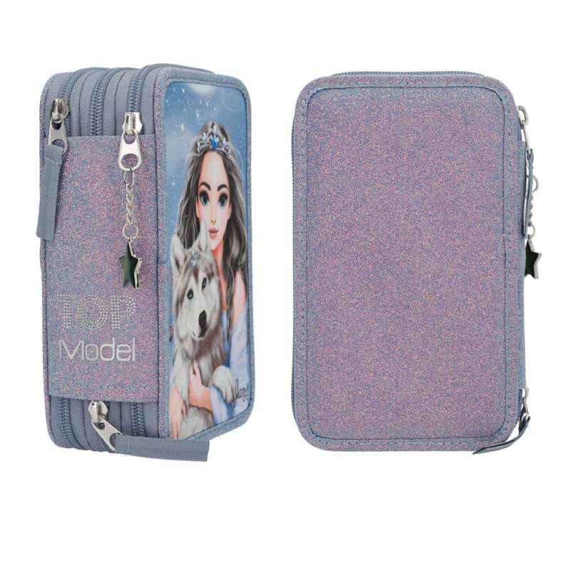 TOPModel 3 Fach Federtasche WOLF - hinten