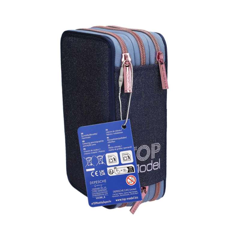 TOPModel 3 Fach Federtasche LED WOLF - seitlich