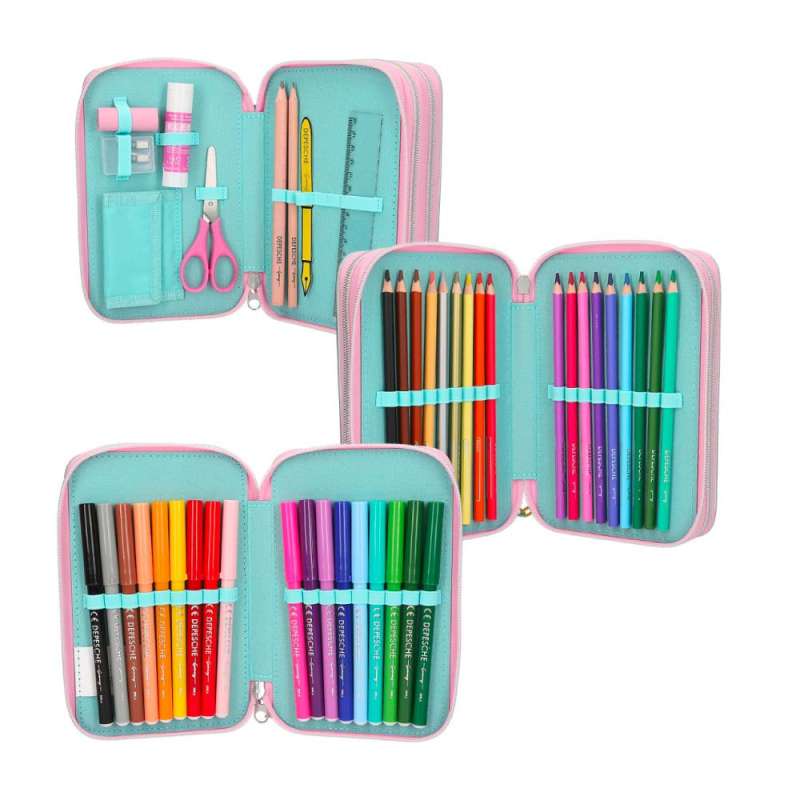 TOPModel 3 Fach Federtasche ELECTRIC - sortiert