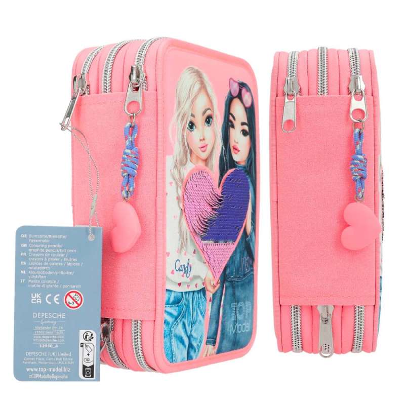 TOPModel 3 Fach Federtasche mit Wendepailletten - seitlich