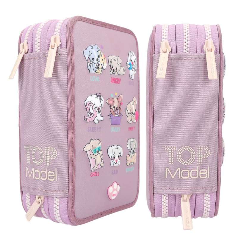TOPModel 3 Fach Federtasche LED Hunde Stimmungsbarometer - seitlich