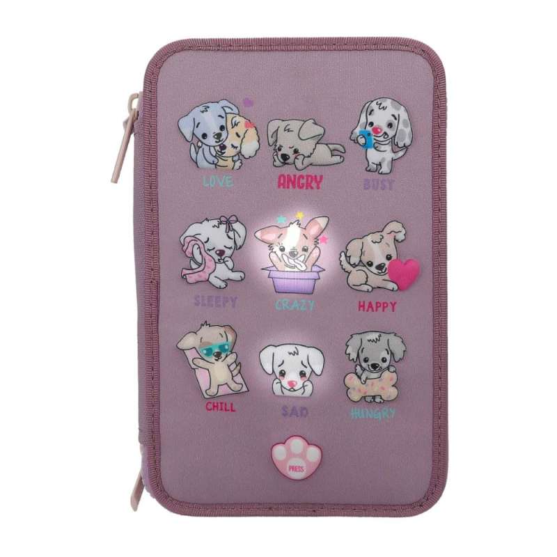 TOPModel 3 Fach Federtasche LED Hunde Stimmungsbarometer - LED
