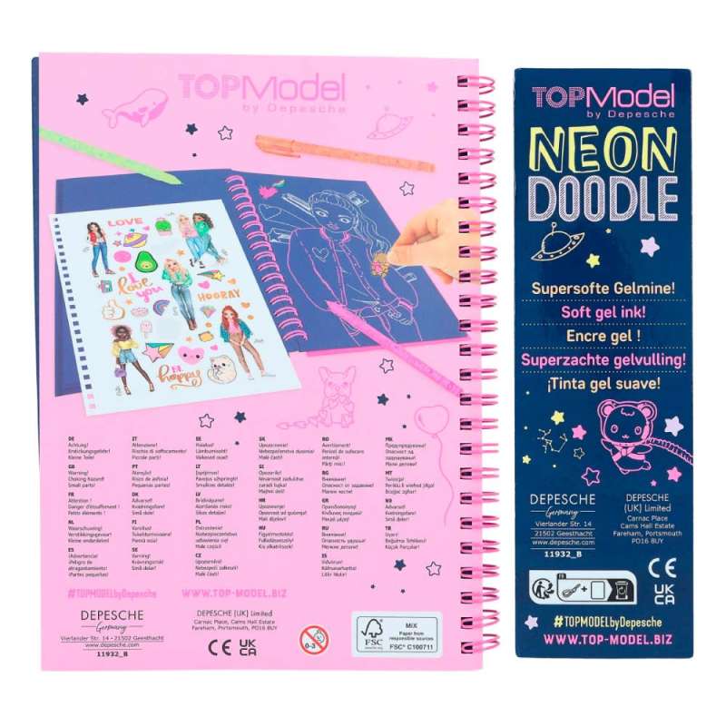 TOPModel Neon Doodle Malbuch-Set - hinten