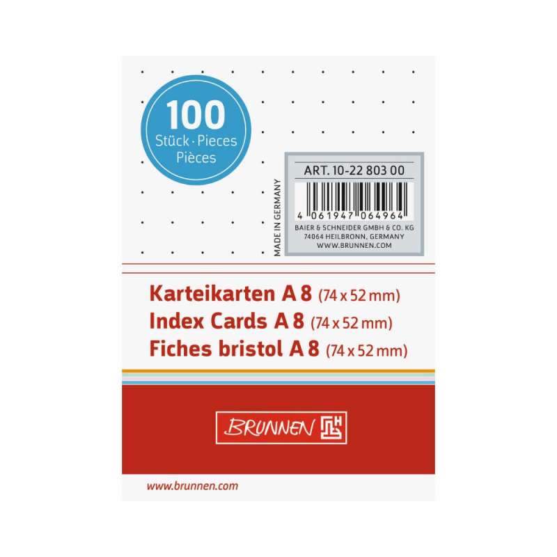 BRUNNEN Karteikarten verschiedene Größen und Farben A8 dotted, weiß
