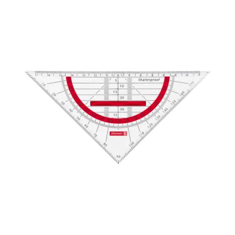 BRUNNEN Geodreieck glasklar und bruchsicher - 16 cm und 22 cm - mit und ohne Griff - rot