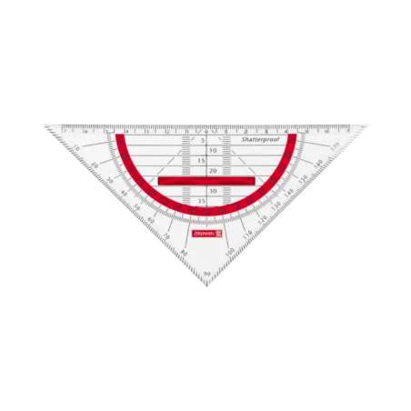 BRUNNEN Geodreieck glasklar und bruchsicher - 16 cm und 22 cm - mit und ohne Griff - rot