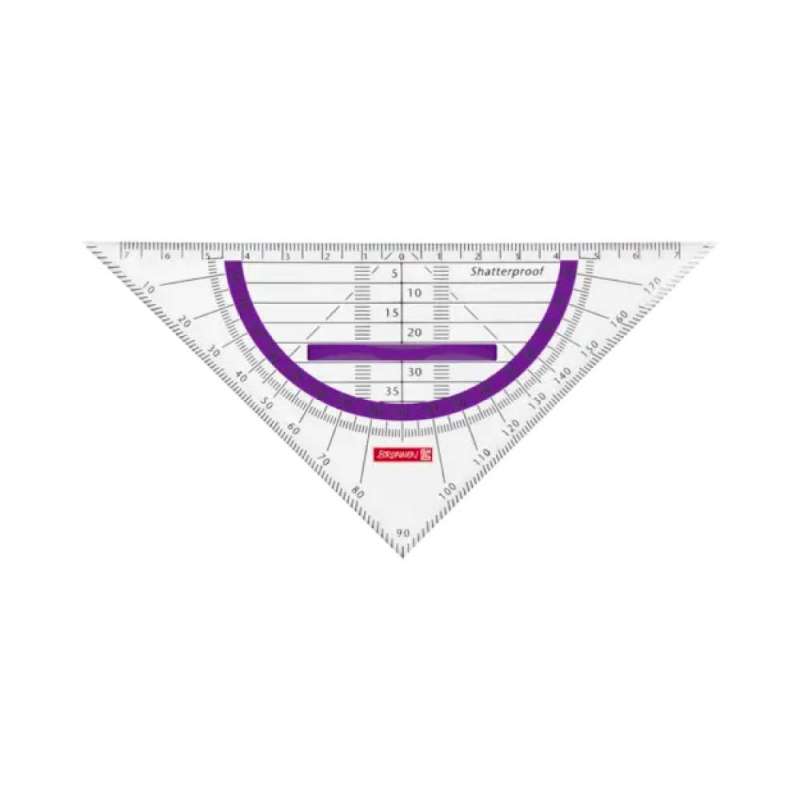 BRUNNEN Geodreieck glasklar und bruchsicher - 16 cm und 22 cm - mit Griff - purple