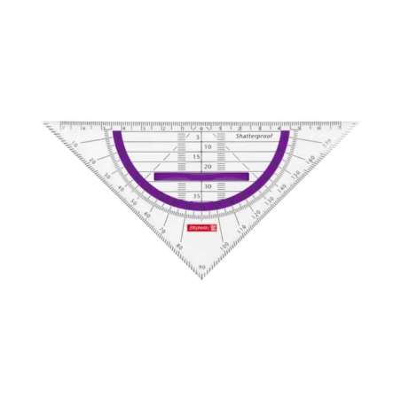 BRUNNEN Geodreieck glasklar und bruchsicher - 16 cm und 22 cm - mit Griff - purple