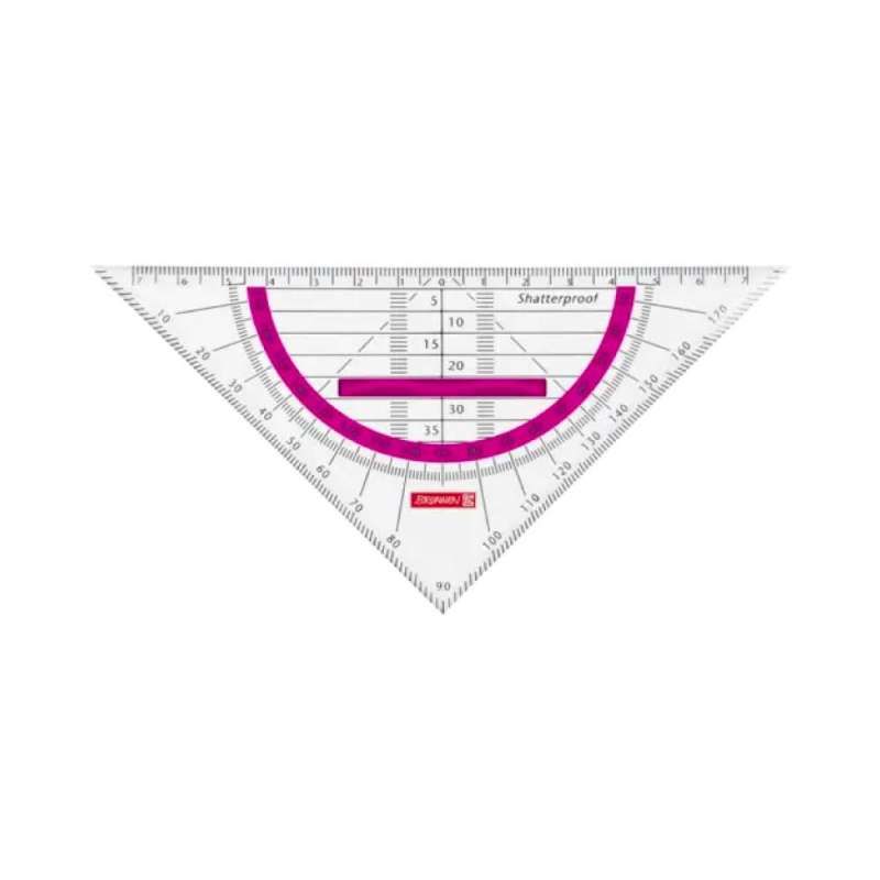 BRUNNEN Geodreieck glasklar und bruchsicher - 16 cm und 22 cm - mit Griff - pink