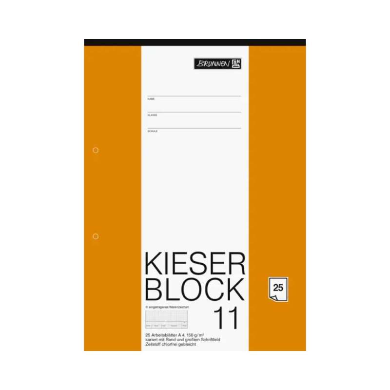 BRUNNEN KIESER-Block Zeichenblock  in 25 und 50-Blatt - liniert und kariert - Zeichenblock A4 kariert