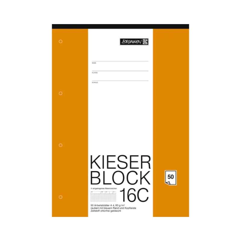 BRUNNEN KIESER-Block Zeichenblock  in 25 und 50-Blatt - liniert und kariert - A4 Lineatur 23