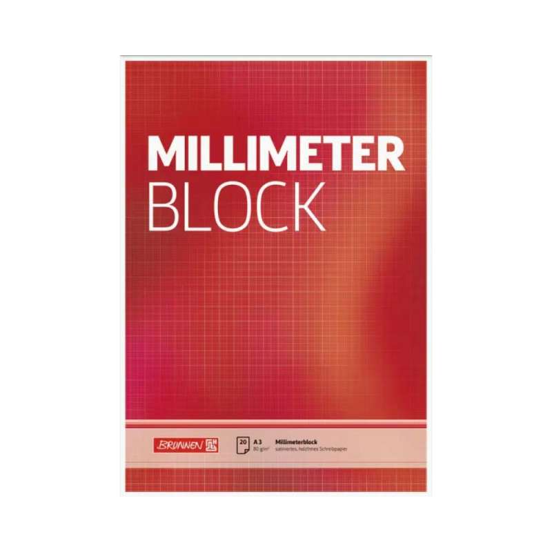 BRUNNEN Millimeterblock A4 und A3 kariert - 20 Blatt - A3