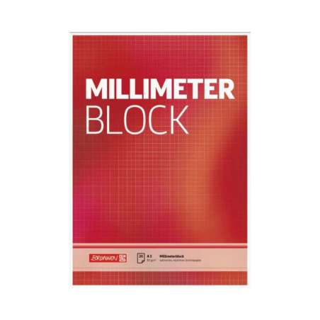 BRUNNEN Millimeterblock A4 und A3 kariert - 20 Blatt - A3