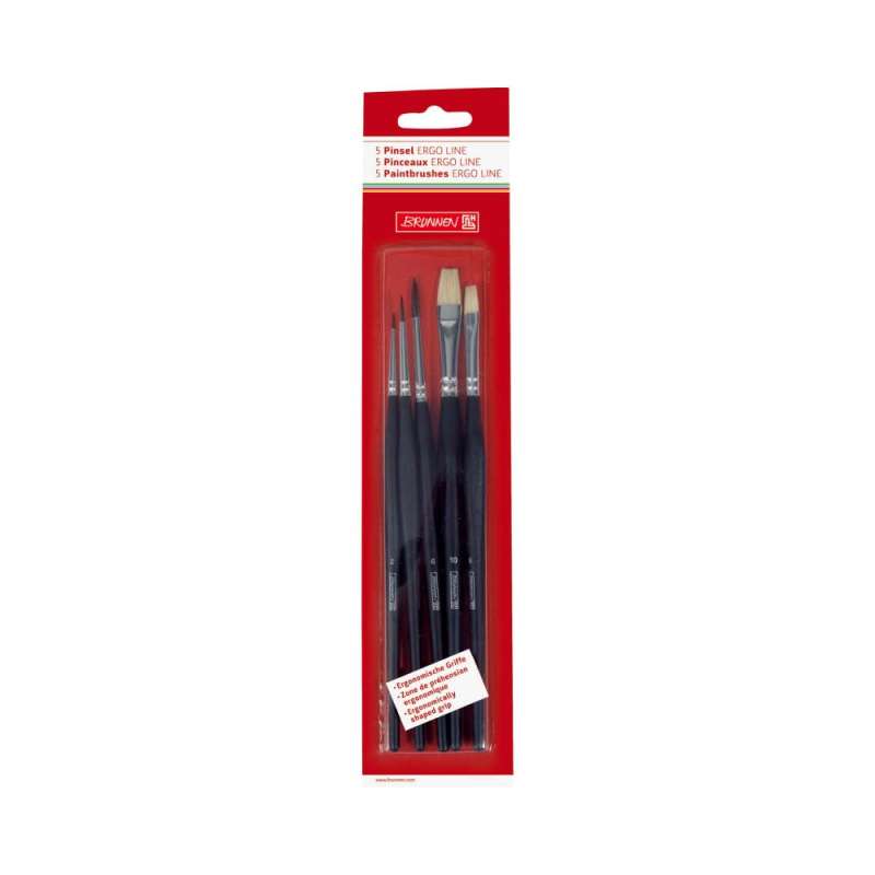 BRUNNEN 5er und 12er Pinsel-Set ErgoLine - 5er Set Packung