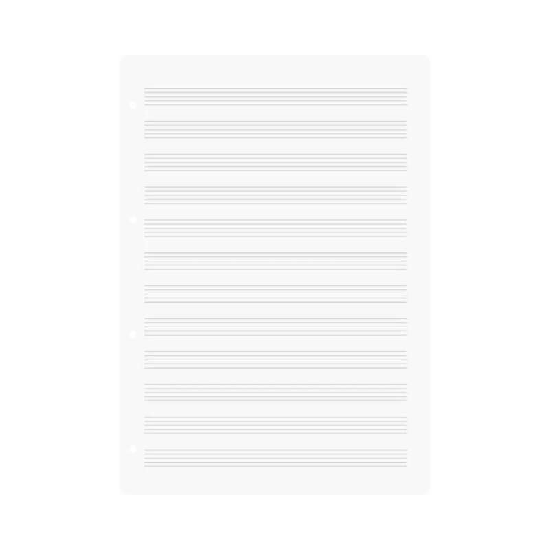 BRUNNEN Ringbucheinlagen in A4, A5, A6 und A7 / 20-, 50- und 100-Blatt - A4 | Notenlineatur 12-linig, weiß, 20 Blatt - Blatt