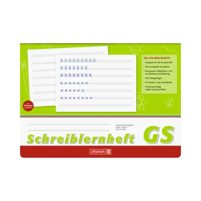 BRUNNEN Schreiblernheft in DIN-A4 - 16-Blatt - verschiedene Lineaturen - A4 quer Lineatur GS