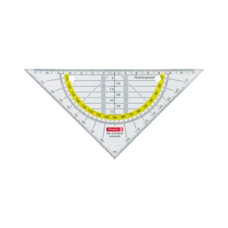 BRUNNEN Geodreieck glasklar und bruchsicher - 16 cm und 22 cm - mit und ohne Griff - zum Abheften