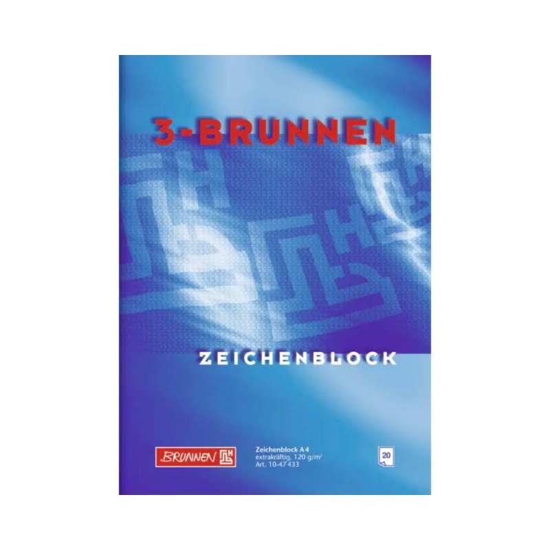 BRUNNEN Zeichenblock - DIN-A3 und A2 in 10 oder 20 Blatt - A4 | 20 Blatt