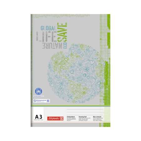 BRUNNEN Zeichenblock - DIN-A3 und A2 in 10 oder 20 Blatt - Recycling A3 | 20 Blatt