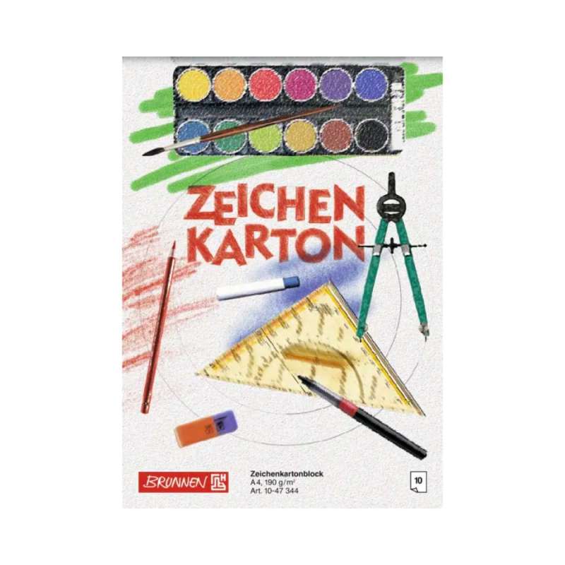 BRUNNEN Zeichenkartonblock - DIN A4 und A4 - 10 Blatt -  190 g/m² - A4 | 10 Blatt
