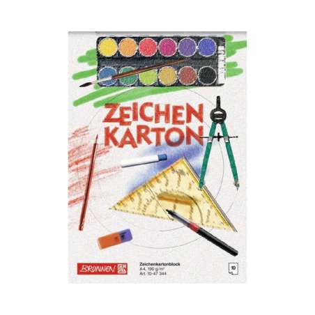 BRUNNEN Zeichenkartonblock - DIN A4 und A4 - 10 Blatt - 190 g/m² - A4 | 10 Blatt