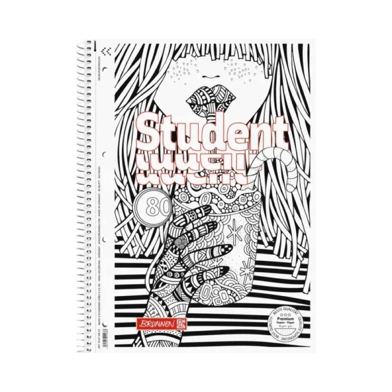 BRUNNEN Collegeblock Premium Student - 80 Blatt - verschiedene Lineaturen - Cocktail - Lineatur 28