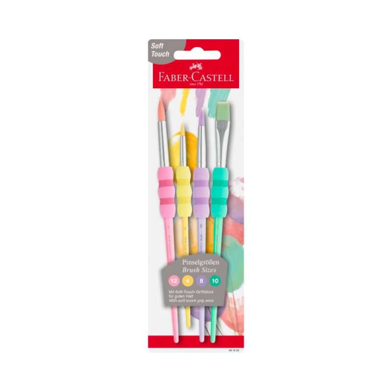 FABER-CASTELL Haarpinselset-Schulpinsel - 4er Set - pastell