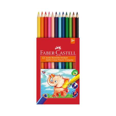 FABER-CASTELL Farbstifte Jumbo dreikant - in drei verschiedenen Setgrößen - 12er Set offen