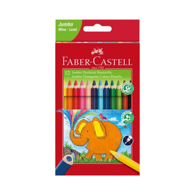 FABER-CASTELL Farbstifte Jumbo dreikant - in drei verschiedenen Setgrößen - 12er Set