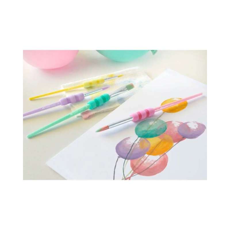 FABER-CASTELL Haarpinselset-Schulpinsel - 4er Set - pastell - Deko