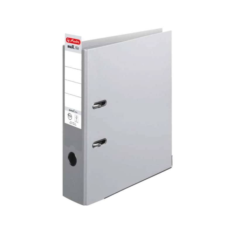 HERLITZ Ordner maX.file protect - in verschiedenen Größen und vielen Farben - protect plus, A4, 80mm, grau Label