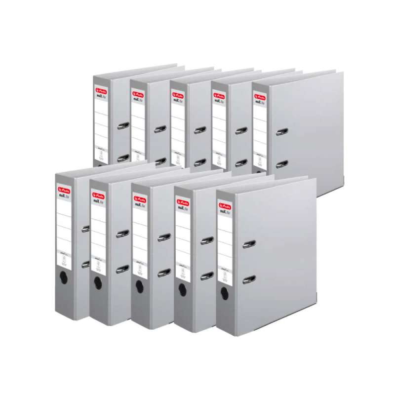 HERLITZ Ordner maX.file protect - in verschiedenen Größen und vielen Farben - protect plus, A4, 80mm, grau Menge