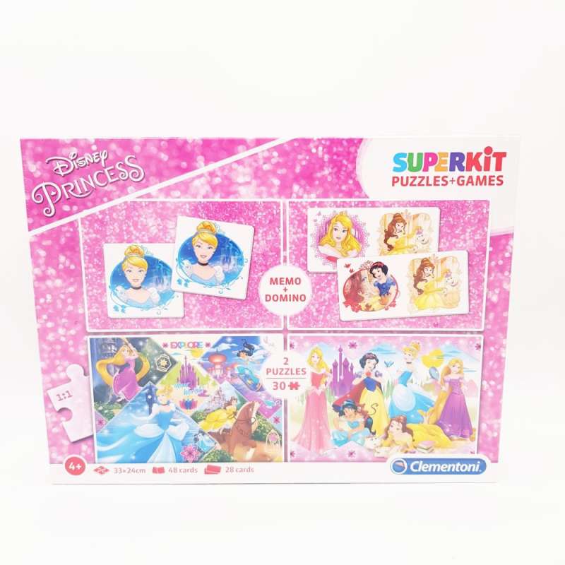 CLEMENTONI „Disney Princess“ Memo + Domino & 2 Puzzles Vorderseite