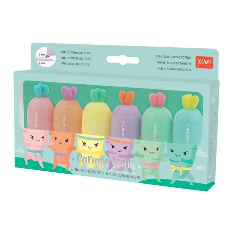 LEGAMI Mini-Textmarker Set 6 Stück - Carrate Team Karotte Vorderseite