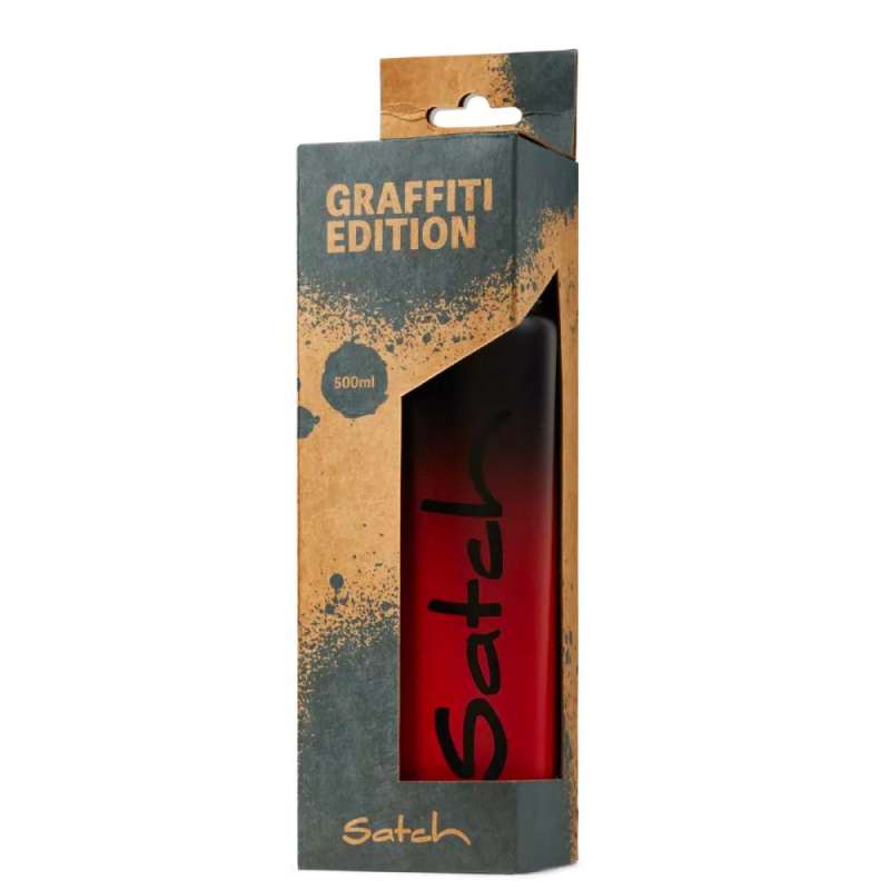 SATCH Trinkflasche - in verschiedenen Farben und Materialien - Trinkflasche Black Graffiti Packung