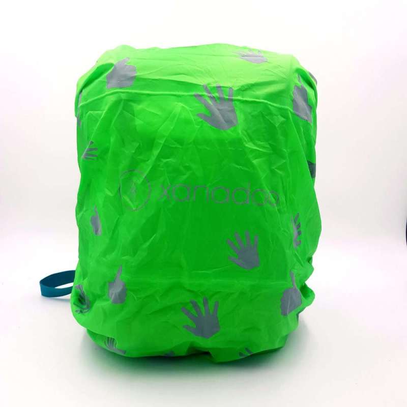 XANADOO LED Regenshutz Regencape für Schulranzen & Rucksäcke neongrün Vorderseite