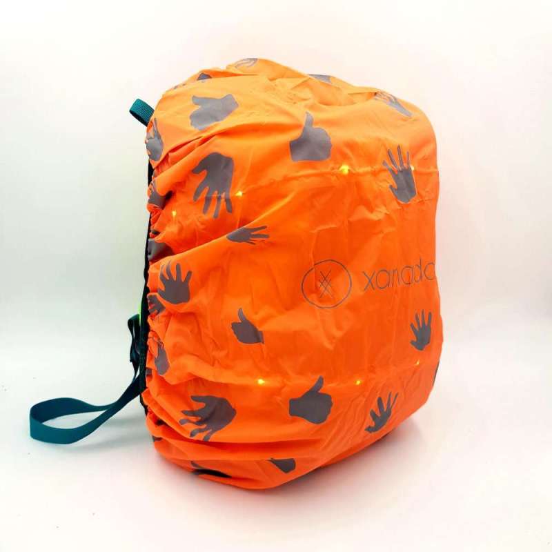 XANADOO LED Regenshutz Regencape für Schulranzen & Rucksäcke neonorange seitlich leuchtend
