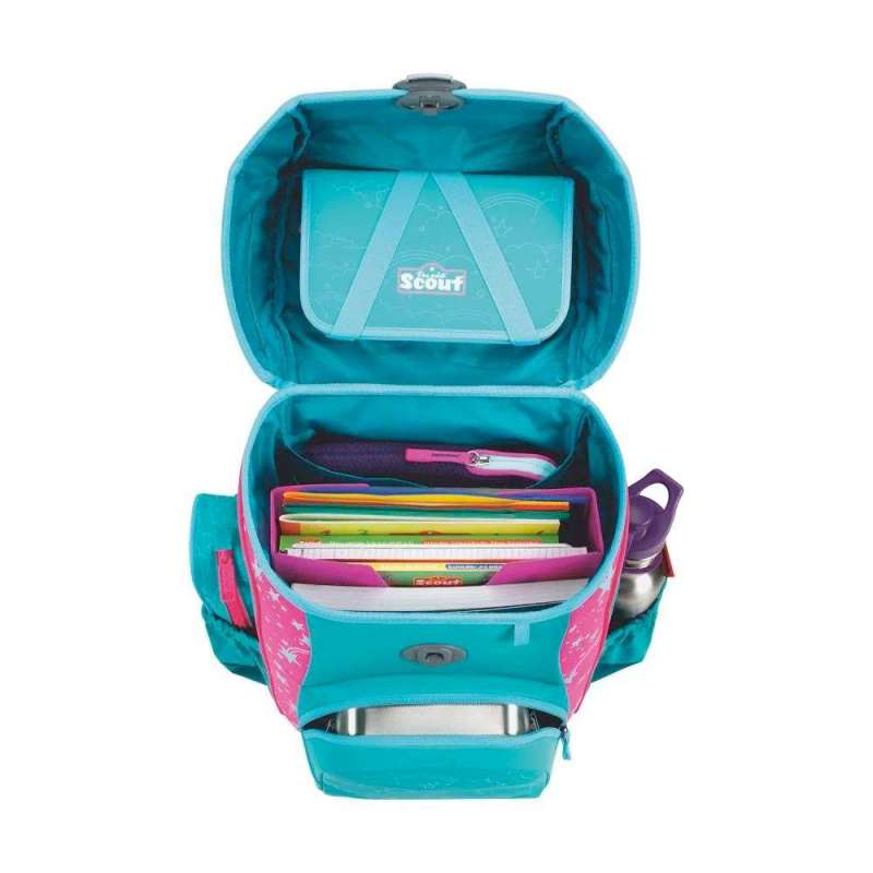 SCOUT Schulranzen Set Neo Exklusiv Superflash Extreme Unicorn von oben offen