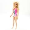 Barbie Puppe Strand - Rosa Badeanzug von seitlich rechts