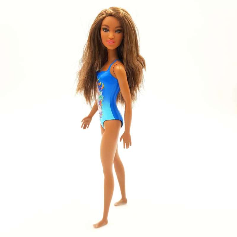 Barbie Puppe Strand - Blauer Badeanzug läuft