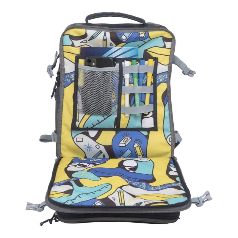 KATTBJÖRN Schulrucksack Classic Mind Gamer Vordertasche offen gefüllt