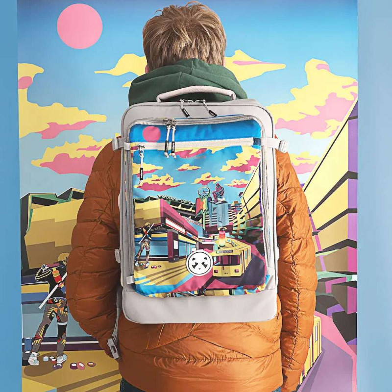 KATTBJÖRN Schulrucksack Classic Urban Jungle Vorderseite mit Kind