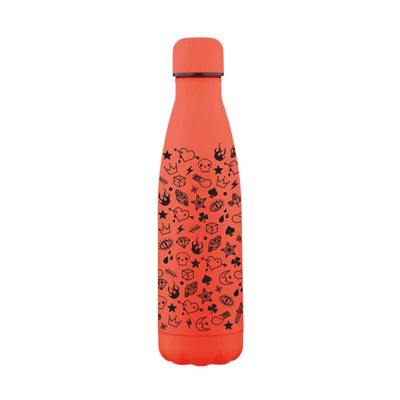 XANADOO Edelstahl Trinkflasche Neonorange Tattoo