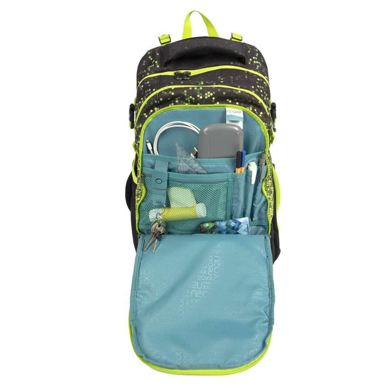 NEOXX Schulrucksack Active Pro Pixel in my mind Vordertasche innen