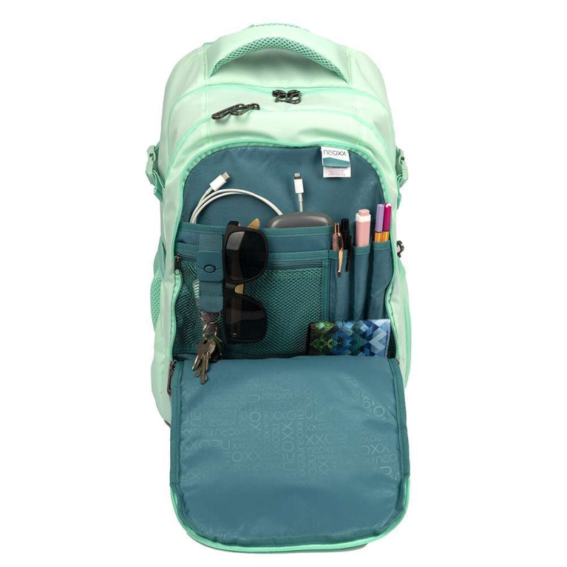 NEOXX Schulrucksack Active Pro Mint to be Vordertasche innen