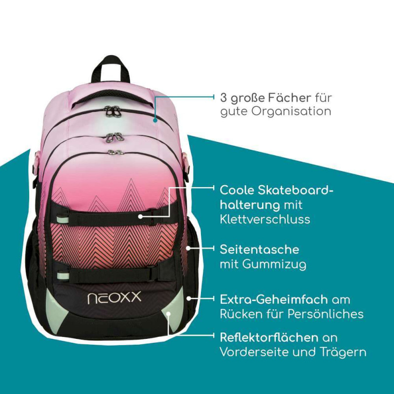NEOXX Schulrucksack Active Pro Sweet like sunset Erklärung Highlights