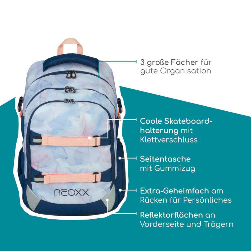NEOXX Schulrucksack Active Pro  Dreaming of pastel Vorderseite Highlights