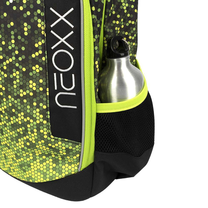 NEOXX Schulrucksack Flow Pixel in my mind Trinkflasche
