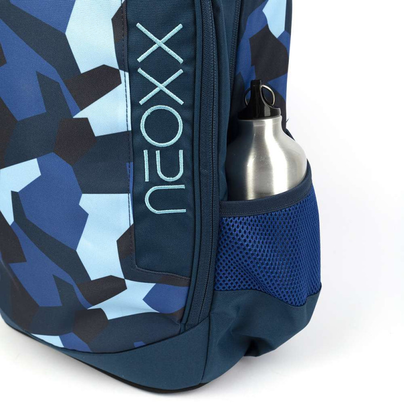 NEOXX Schulrucksack Flow Camo nation Trinkflasche
