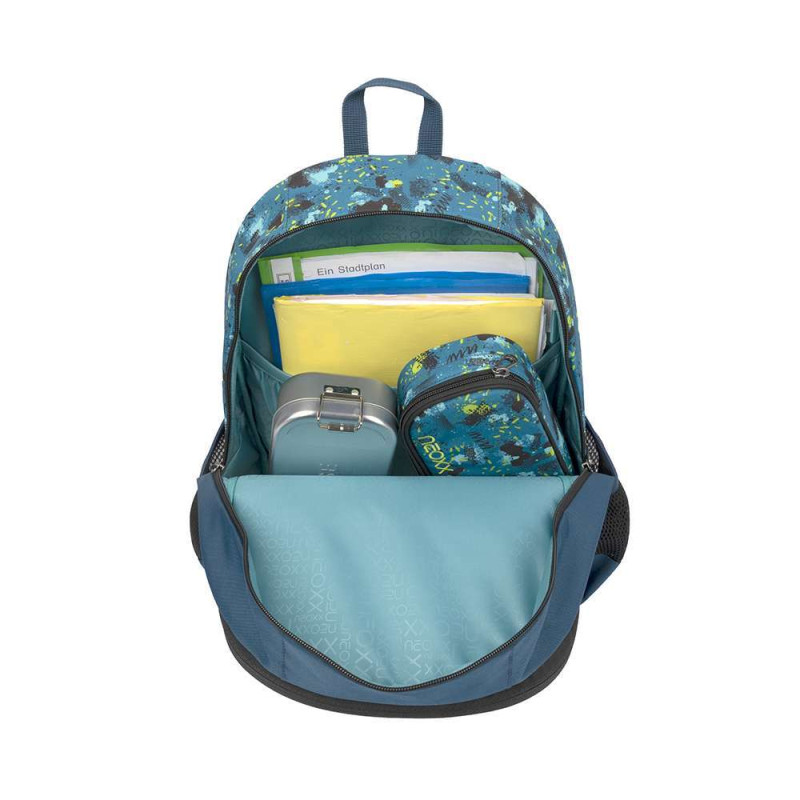 NEOXX Schulrucksack Flow Petrol extreme Innenfach groß